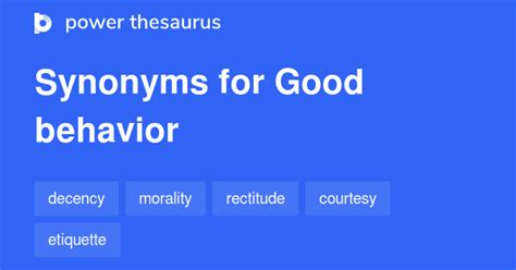 GOOD BEHAVIOUR in Thesaurus: 100.